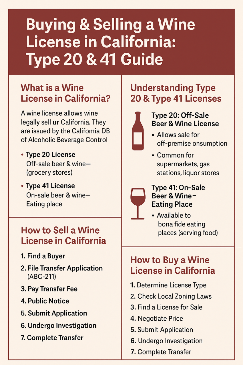 Buying & Selling a Wine License in California: Type 20 & 41 Guide